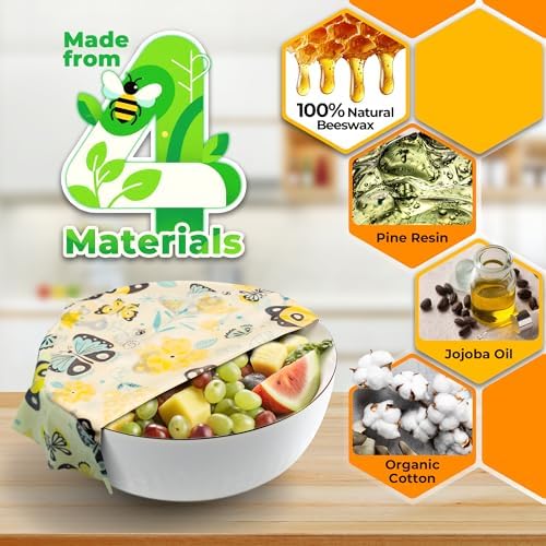OHIYO Reusable Beeswax Food Wrap, 9 Pack