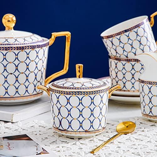 Bone China Cream & Sugar Set, White Gold