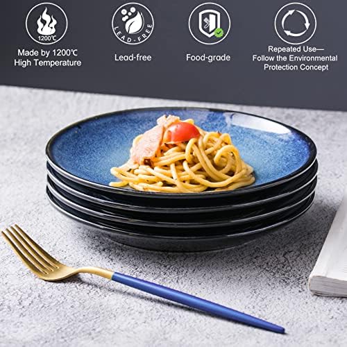 UNICASA Ceramic Dinner Plates Set of 4, Porcelain 10.25 Inch Pasta