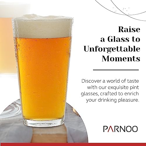 Pint Glasses Set of 6 - 16 oz Drinking Glasses Made for Cold Beverages