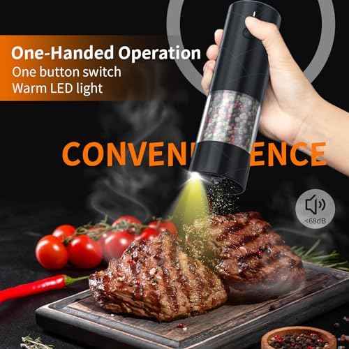 Lidaop USB-Rechargeable Electric Salt and Pepper Grinders, 2-Pack