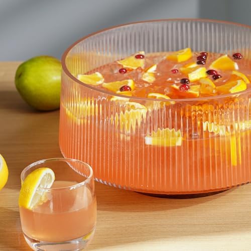 NiHome Glass Salad Bowl Set, Large Serving Bowl with Wood Utensils