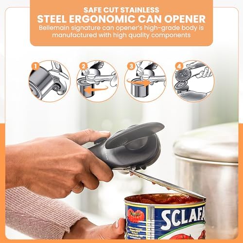 Bellemain Ergonomic Can Opener, Easy Safe-Cut for Seniors &