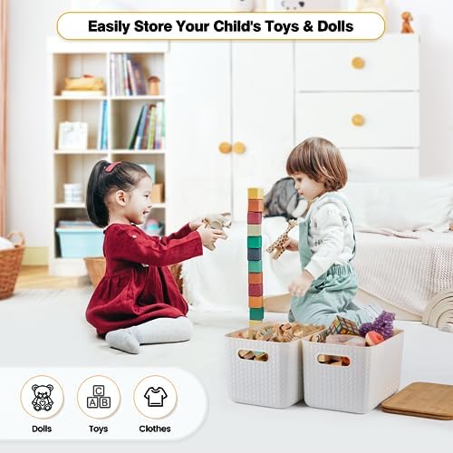 Ohmlove 4-Pack Storage Bins with Bamboo Lids