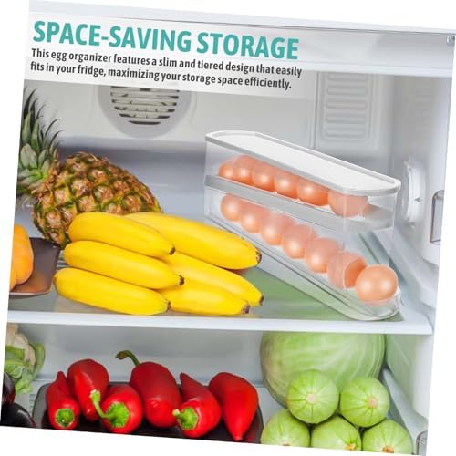 Rolling Egg Dispenser for Refrigerator, Space Saving Tiered PP Rack