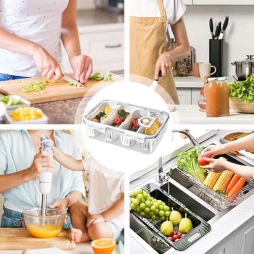 Food Organizer for Refrigerator Divided Transparent Keeper Container