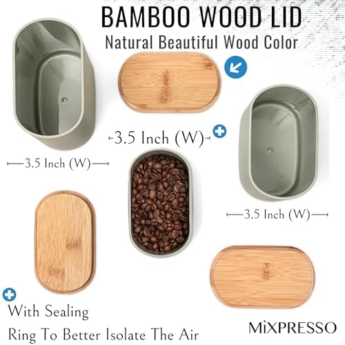 Mixpresso 3 Pcs Green Canisters Sets for the Kitchen, Coffee