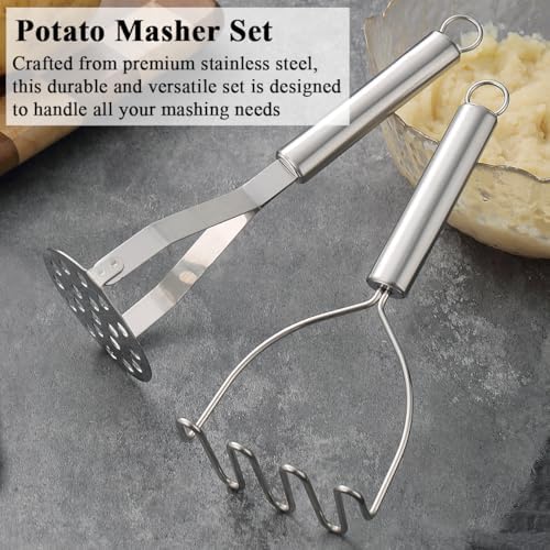 Potato Masher Stainless Steel 2pcs, Mashed Potato Masher Kitchen Tool