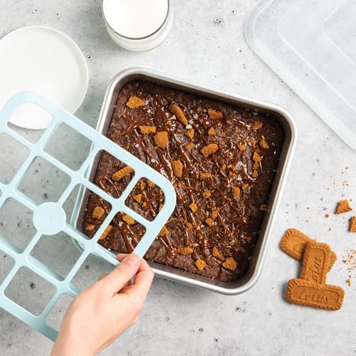 Nordic Ware Brownie Buddy Kit, 9-Inch Square Pan with Plastic Slicer