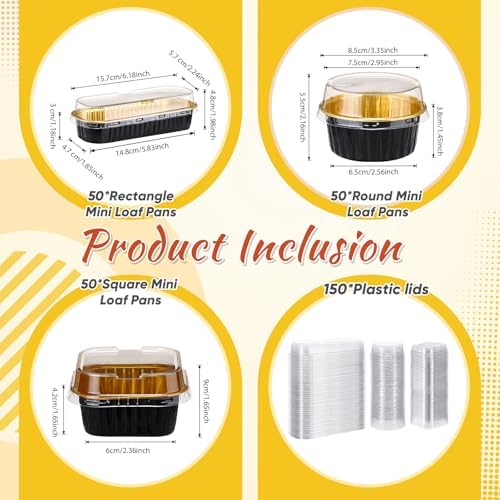 Rtteri 150 Pcs Mini Cake Pans with Lid Disposable Ramekins 6.8oz 5oz