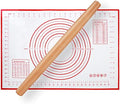 Wood French Rolling Pin for Baking, QUELLANCE Wooden Dough Roller with