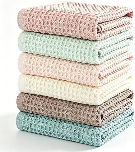 vfaejll Kitchen Towels Set 6 Pack, 100% Cotton Waffle Weave Dish