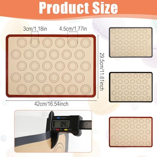3Pcs Macaron Silicone Baking Mats 16.54 x 11.61Inch Macaron Baking Mat