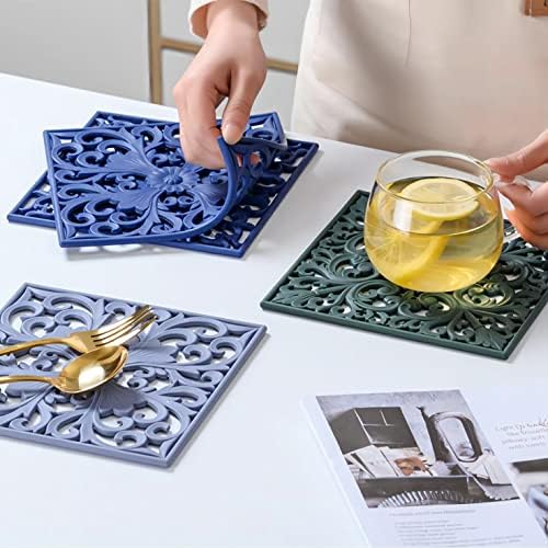 Silicone Trivets Mats for Hot Pots and Pans, Square Non Slip Mat for