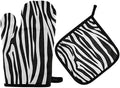 QMXO Animal Zebra Skin Stripes Pattern Oven Mitts Quilted Cotton