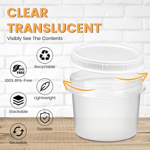 TUZAZO 6 Pack - 20 Oz Food Storage Containers with Screw Lids