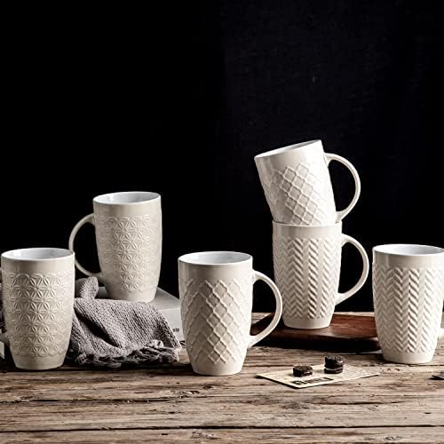 AmorArc 20 oz Large Coffee Mugs Set of 6, Tall Ceramic Coffee