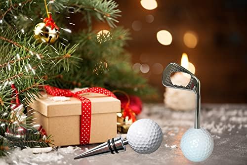Golf Ball Wine Stoppers - Opener & Bottle Stopper Set of 2, Decorative