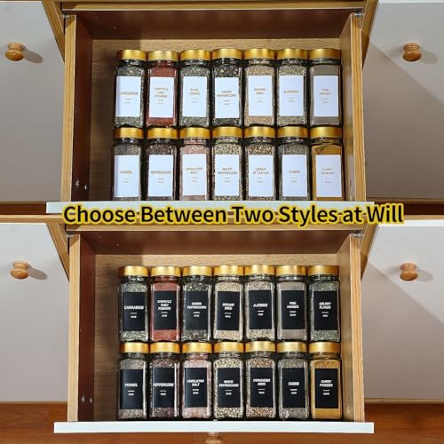 24 Gold Spice Jars with Labels, 4oz Seasoning Jars for Cabinets