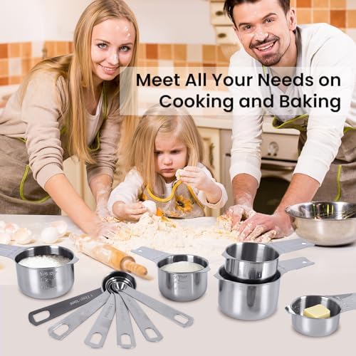 7x Stainless Steel Measuring Cups with 6x Measure Spoons Set,4x Py&Res