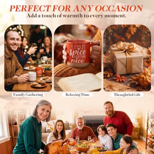 Sieral 6 Pcs Fall Coffee Mugs Thanksgiving 12 oz Ceramic Mug, 6