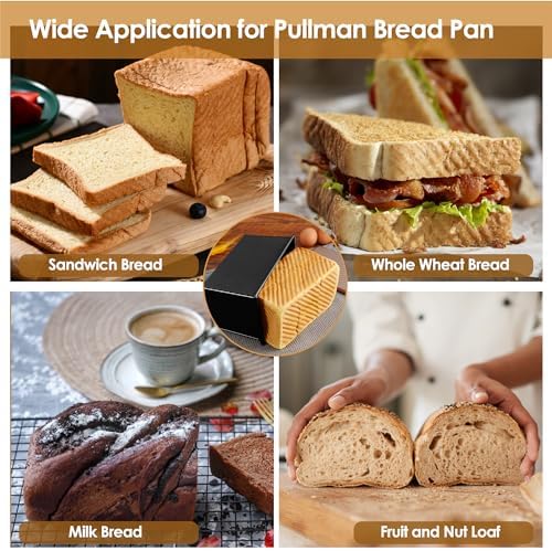Pullman Sandwich Bread Loaf Pan with Lid, Nonstick Aluminized Steel