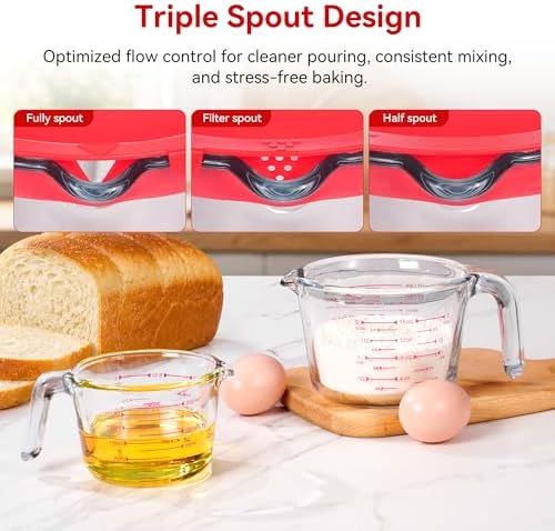 2 Pack Borosilicate Glass Measuring Cups with Lid, 1 & 2 Cup Heat