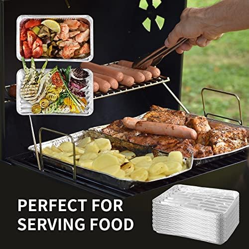 40 Pack Disposable Aluminum Broiler Pan 13 x 9 x 1 inch Aluminum Foil