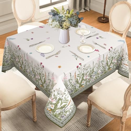 Square Tablecloth 70 x 70 Inch, Stain Resistant Wrinkle Free Card