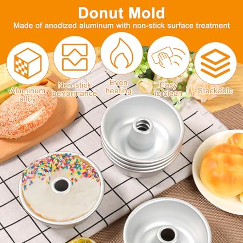 6 PCS Angel Food Cake Pan, 4.5" Aluminum Pound Cake Pan, Chiffon Cake