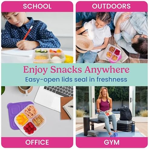 Bentgo Easyboxes 4-Compartment Snack Containers - 8-Piece Set with 4