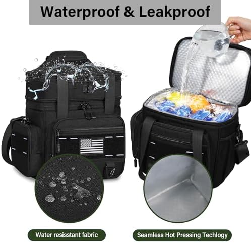 TENKIST Tactical Insulated Lunch Box Men Double Deck Heavy Duty Cooler