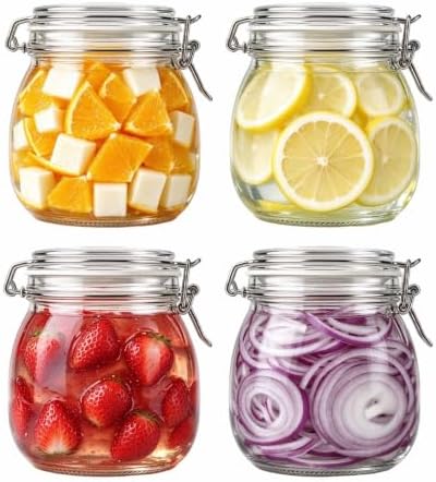 17 oz Glass Jars 4Pack with Airtight Lids,Wide Mouth Food Storage