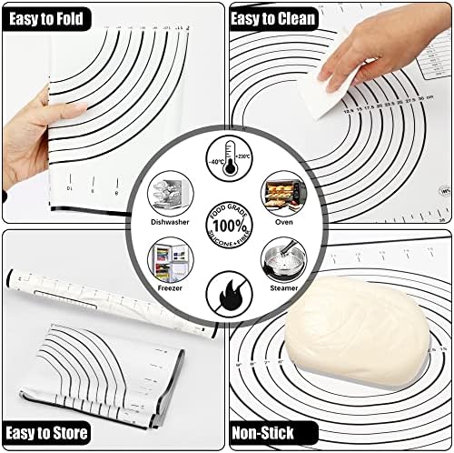 Rolling Pin with 4 Thickness Rings,Wood Stand &Pastry Mat For Baking