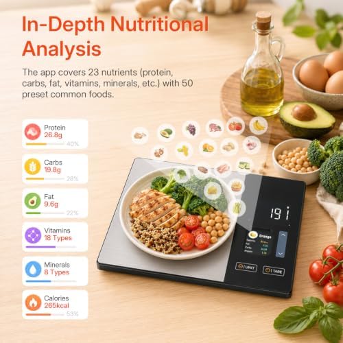 Mcbazel Smart Nutrition Food Scale, Bluetooth, Barcode Scan, Black