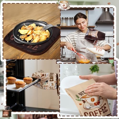 Fourluoo 8-Piece Coffee Kitchen Towels and Pot Holders
