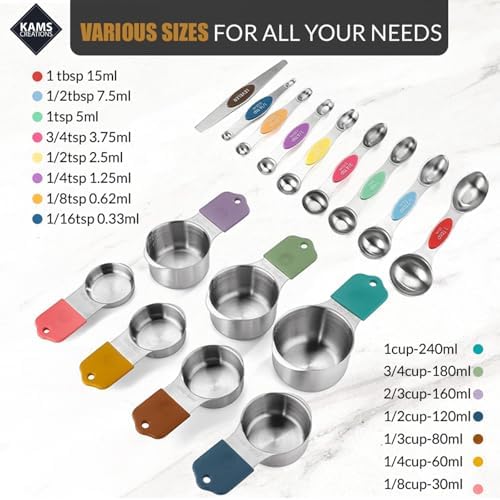 16PCS Magnetic Measuring Cups and Spoons Set with Leveler – Strong N52