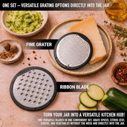 Microplane 2-Piece Ultimate Mason Jar Lid Grater Set, Fine & Ribbon