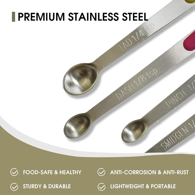 2Pack Mini Measuring Spoons Set, Tiny Stainless Steel Measure Teaspoons - Image 3