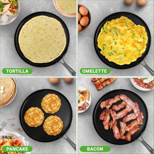 NutriChef 12 Inch Crepe Pan Non Stick, Ideal for Large Pancakes, Dosa