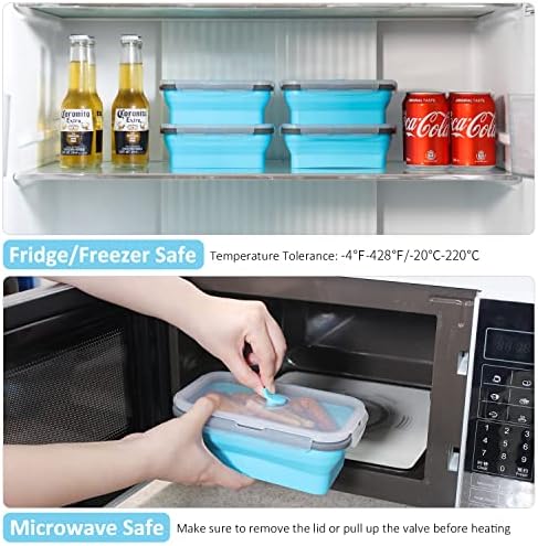 Collapsible Food Storage Containers with Lid & Air Vent, Bundle of