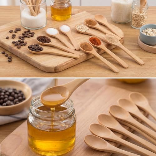 Boao 30 Pcs Small Wooden Spoons, 5.12'' L, Light Brown