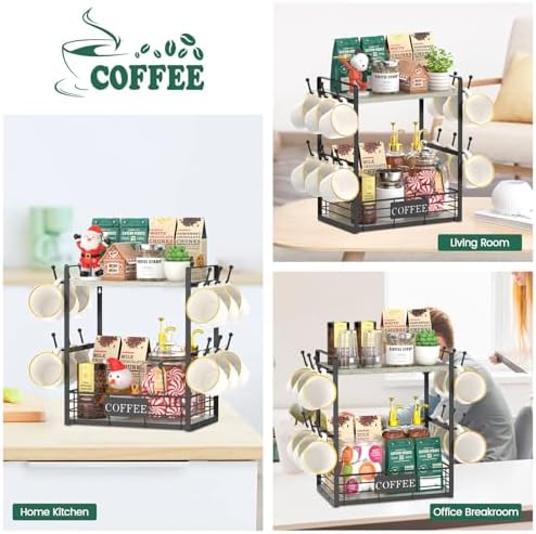 EsLuker.ly 2-Tier Coffee Mug Holder Tree, Light Grey