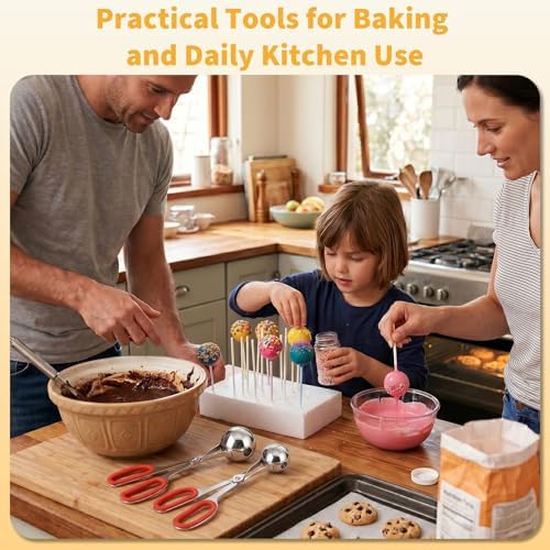 Cake Pop Scoop Stainless Steel, 2-Pack Cake Ball Maker, Non-Slip