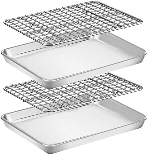 Baking Sheet with Rack Set [2 Pans + 2 Racks], Wildone Stainless Steel