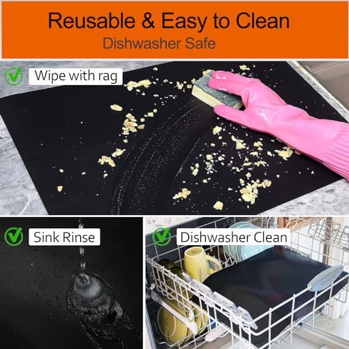 Oven Liners for Bottom of Oven, 16x24 inch Thick Heavy Duty Non Stick