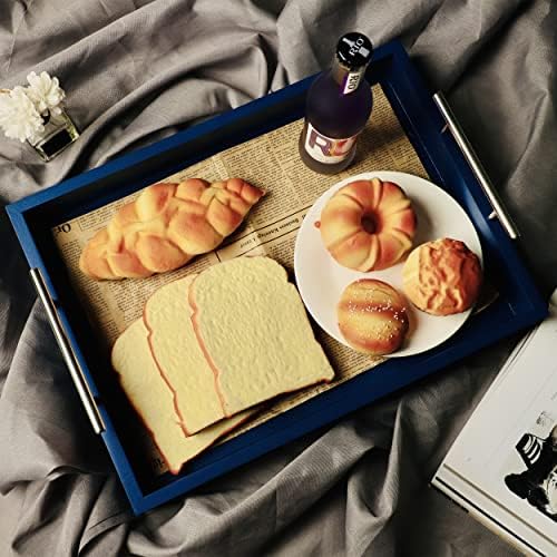 JJSQYLAN Wooden Serving Tray with Handles Rectangle Breakfast Tray for