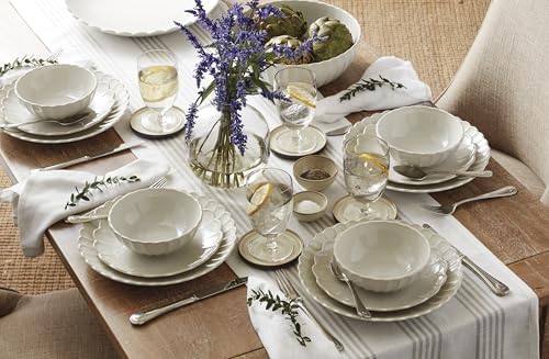 Lenox French Perle Scallop White Stoneware 24-Piece Dinnerware Set for 8