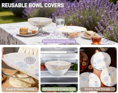 Reusable Organic Cotton Bowl Covers for Bread Proofing