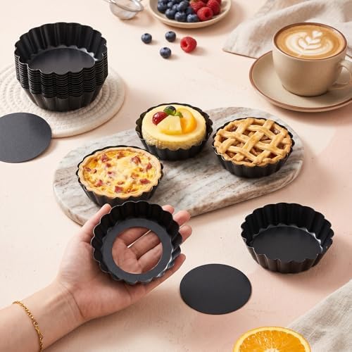 24 Pcs Mini Tart Pans, 3 Inch Tart Pan with Removable Bottom Nonstick